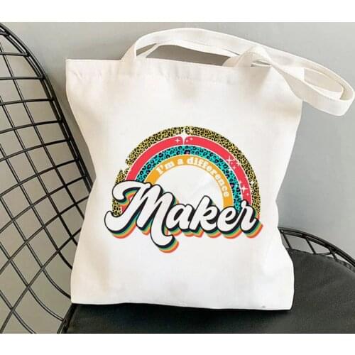 Supplies Difference Maker Teacher Printed Tote Bag women Harajuku shopper Funny handbag Shoulder shopping Lady gift Canvas Bag