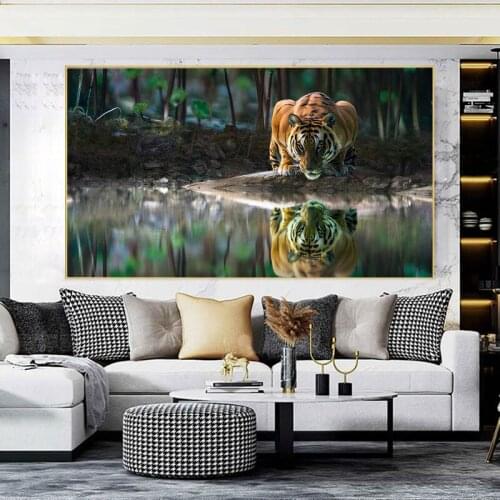 Tiger Shadow Animals Canvas Painting Wild Forest Poster and Prints Wall Art Pictures for Living Room Home Decoration Cuadros