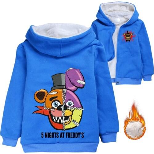 Winter Teenager FNAF Bears Hoodies Pullover Cotton Warm Zipper Jackets Boys and Girls New Cartoon Printed Childrens Clothing