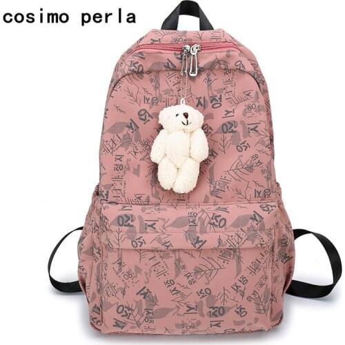 Japanese Letter Graffiti Printing Backpacks for Teenage Girls Cartoon Nylon Preppy Style Large Laptop Bagpack
