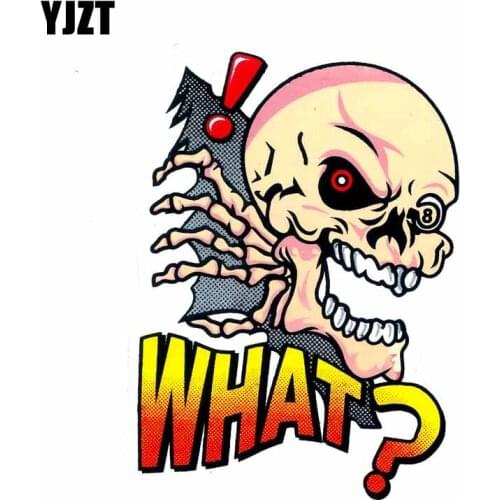 YJZT 11.5CM*16CM Funny Naughty WHAT ? Skull Fighting Decal Reflective Motorcycle Car Sticker 6-0658