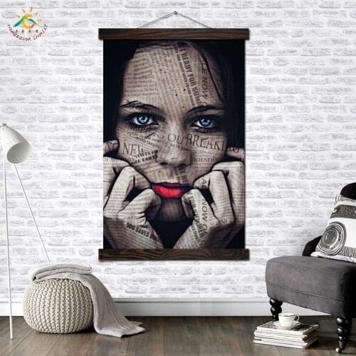 Woman Surreal Blueeyes Modern Wall Art Print Pop Art Posters and Prints Scroll Canvas Painting Wall Pictures for Living Room
