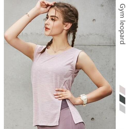 Deep V split Fitness Sport Tank Tops Women Anti-sweat Loose Athletic Fitness Vest Stripe Quick Dry O-neck Running Gym Top