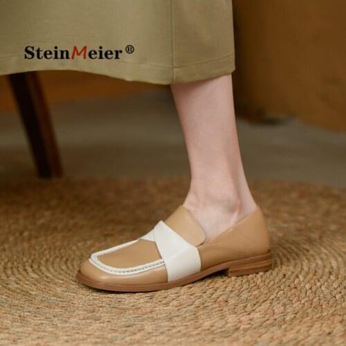 Women Flat 2021 Genuine Leather Sneakers Square Toe Slip On Oxford Loafers Flats Platform Brogues Ladies Summer Gladiator Shoes