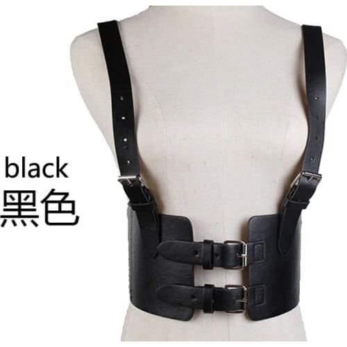 2020 Womens Strap Harness Vintage Waist Cincher with Straps Wide Corset Belt Vintage Lady Faux Leather Belt Stretch Waistband