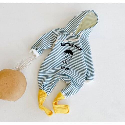 Winter New Baby Girls Hooded Thicken Striple Romper