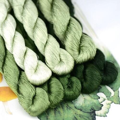1pcs 100% silk thread hand embroidery embroider cross stitch 400m silk embroidery thread mediumseagreen/8 gradient colors
