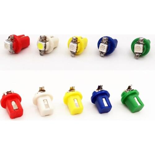 10pcs T5 B8.5D 509T 1 SMD 5050 LED Auto Dashboard Indicator Instrument Light Gauge Speedo Dash Bulb B8.5 Car Wedge Interior Lamp