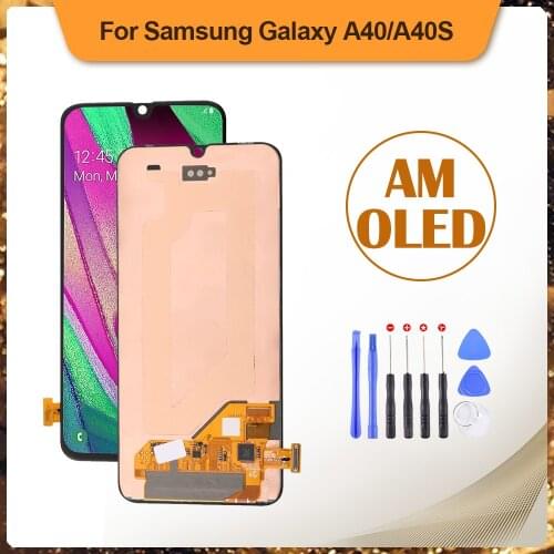 100% OEM For Samsung Galaxy A40 A40S LCD Touch Screen Display AMOLED Digitizer Assembly Replacement Frame With Gift