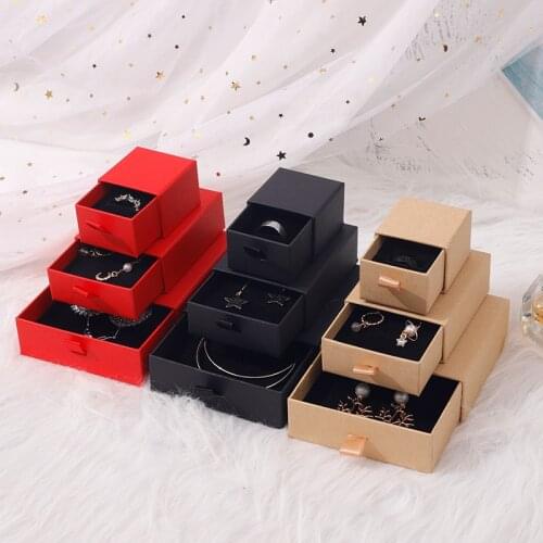 12 Pieces/Lot High Quality Red Jewelry Box Kraft Paper Favour Bulk Gift Display Boxes Bag Necklace Bracelet Box