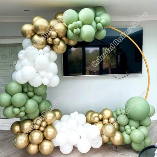 151pcs Avocado Green Wedding Birthday Anniversary Party Background White Gold Balloon Arch Garland Dinner Table Decoration