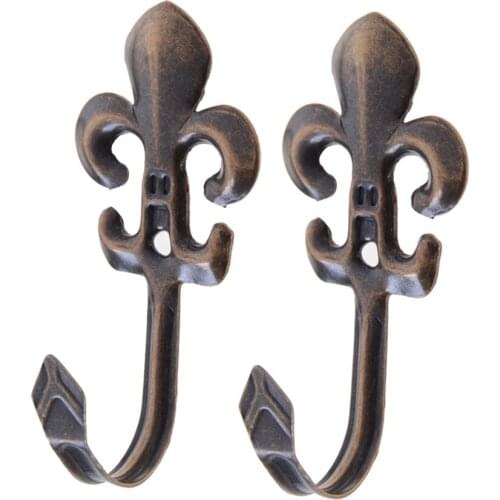2PCS Cloth Hook Hangers Vintage Iron Wall Hook Rustic Key Coat Bag Hat Hanger Rustic Robe Hooks For Home Bathroom