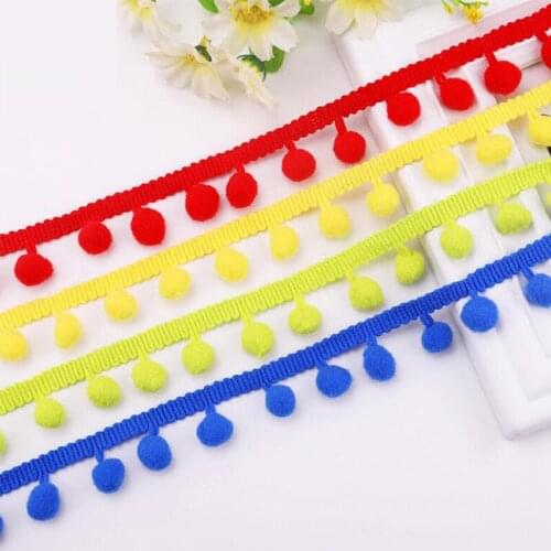 20yards Pompom Lace Ribbon Polyester Tassel With Fur Ball Trim Crafts Lace Sewing Accessories Decoration DIY Material Apparel