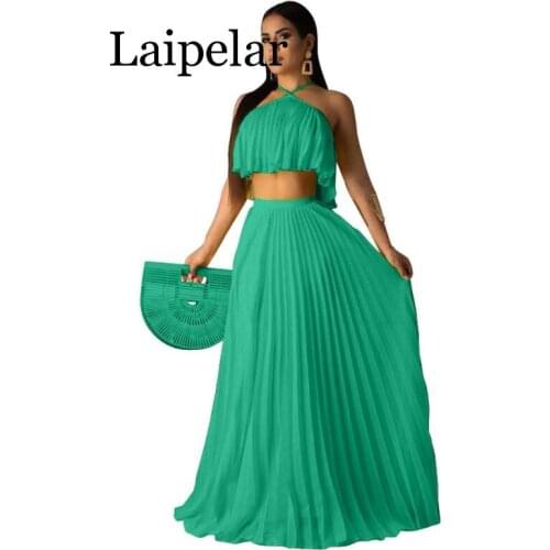 2020 Women two-piece sets Fashion casual pleated high temperature suits female shaping two-layer fabric laipelar