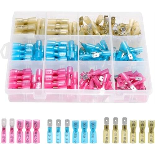 220Pcs Male/Female Spade Seal Heat Electrical Shrink Quick Disconnect Wire Terminals Connectors Kit AWG22-10 Assortment