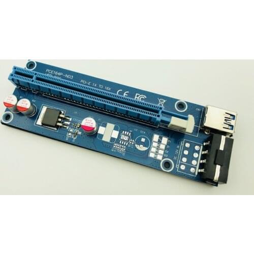 6PCS Riser PCI-E Extender PCI Express Riser Card PCIE 1x to 16x USB3.0 SATA to 4Pin IDE Molex Power for BTC Miner Mining Machine