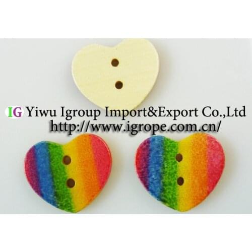 60PCS 18MM Colour painting heart shape wooden color buttons sewing clothes boots coat accessories 438-MCB