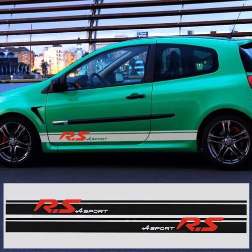 Car Styling Racing Side Stripe Skirt Decal Body Sticker for Renault Sport Clio Campus Megane Logan Fluence Accessories
