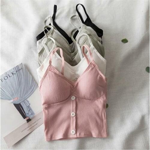 Women Casual Solid Color Bralettes Bras Elastic Wireless Padded Lingerie Bra Camis Sling Vest Tops Ladies Underwear Clothes 2021