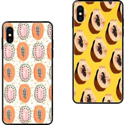 Black Soft TPU Case Protective For Children Fruit Vector Papaya For Huawei Honor Mate Play V10 View 10 20 20X 30 Lite Pro Y3 Y5