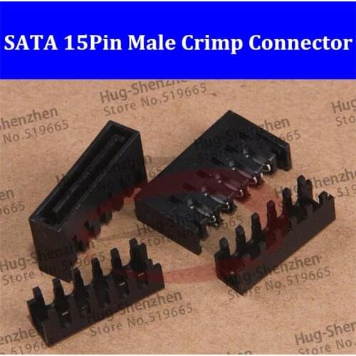 DIY SATA 15Pin 15 pin Male Crimp connector with 90 degree & 180 degree Cap for cable modding--100pcs/lot