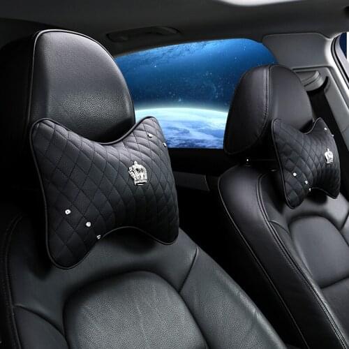 PU Leather imperial crown Car Neck Pillows Neck Headrest seat support waist steering cover Neck Pillows Car-styling Accessories