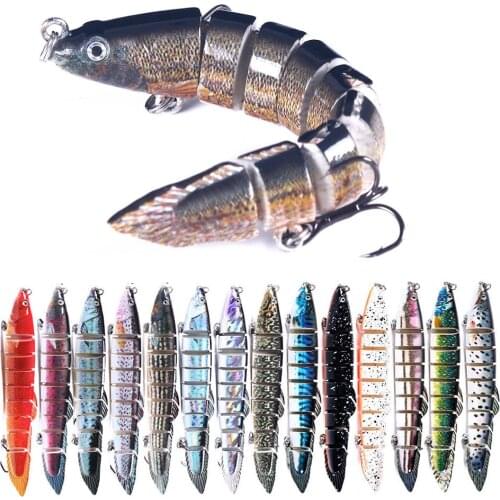 JM041 Minnow Jointed Luya Fishing Lure Multi-Section 10/14CM 10/21.4G Sea 3D Fish Artificial Spinning Tackle Bionic Loach Baits