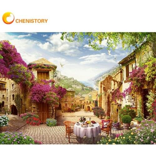 CHENISTORY Frame Town DIY Painting By Numbers Modern Wall Art Picture By Numbers Acrylic Canvas By Numbers For Home Decors diy