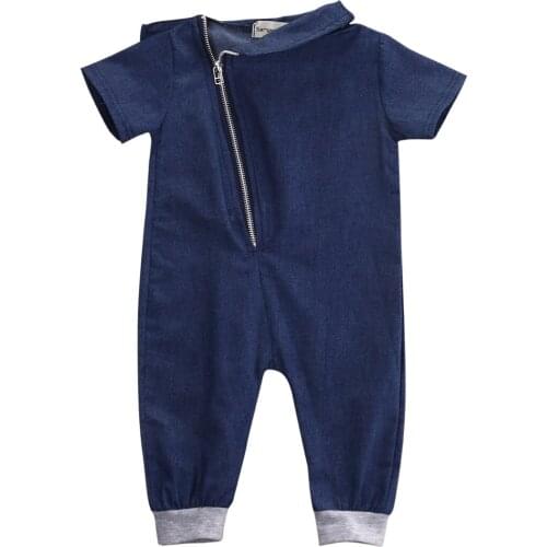Newborn Infant Baby Girls Boy Jumpsuit Denim Short sleeves Romper Body Outfits Fashion Clothes 0-3Y AU