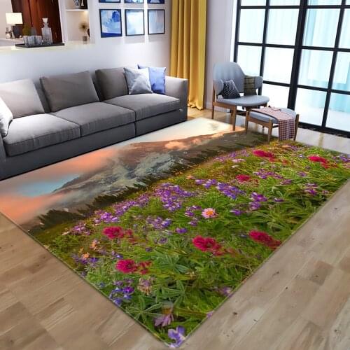 Creative 3D Print Floor Mat Garden Flower Landscape Hallway Carpet and Rug Bedroom Living Room Kitchen Bathroom Anti-Slip Carpet