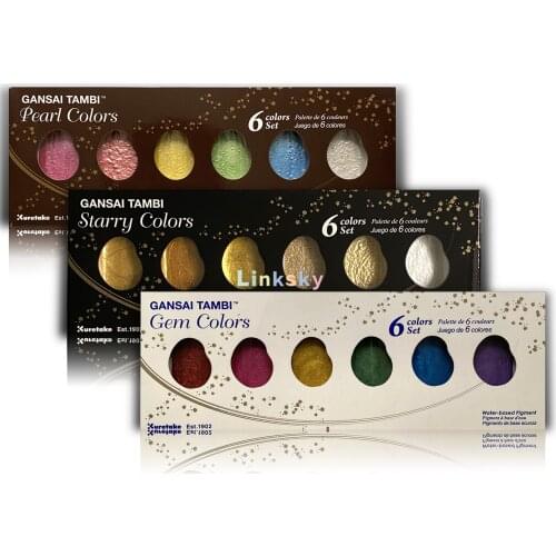 Kuretake Gansai Tambi Watercolor Paint Starry Pearl Gem New Opal Colors set, Japanese Solid Pigment For Drawing Art Supplies