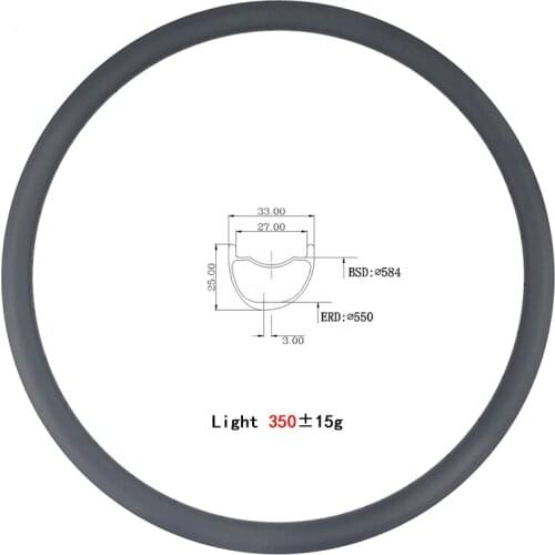 LIENGU 350g 27.5er MTB XC 33mm tubeless clincher asymmetric carbon rim cross country bicycle wheel 650B 25mm depth limit 110Kg