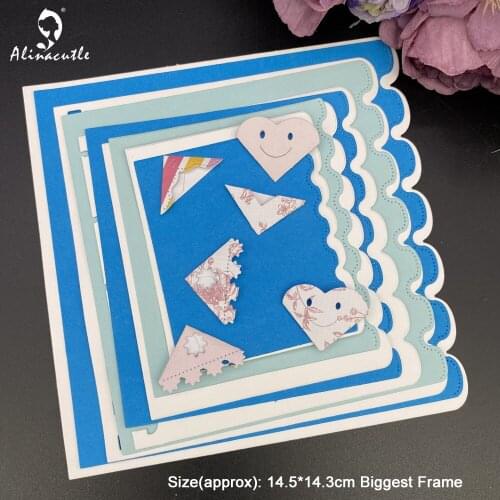 Alinacutle Metal Cutting Dies Cut 17pc Nesting Frame Planner Album Scrapbooking Paper Craft Handmade Card Punch Art Cutter