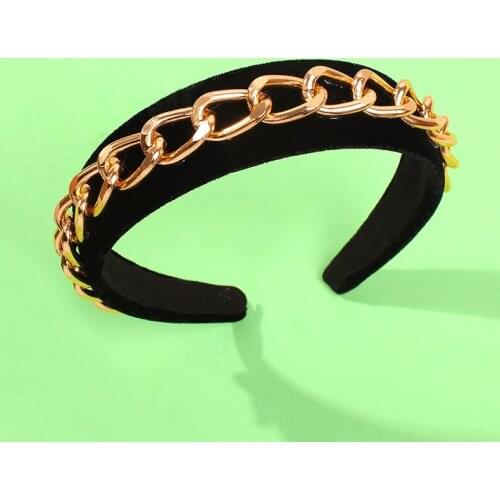 Fashion hyperbole punk hair hoop non-slip hair clips wide chain pressure hair headdress headchain hairband women jewelry