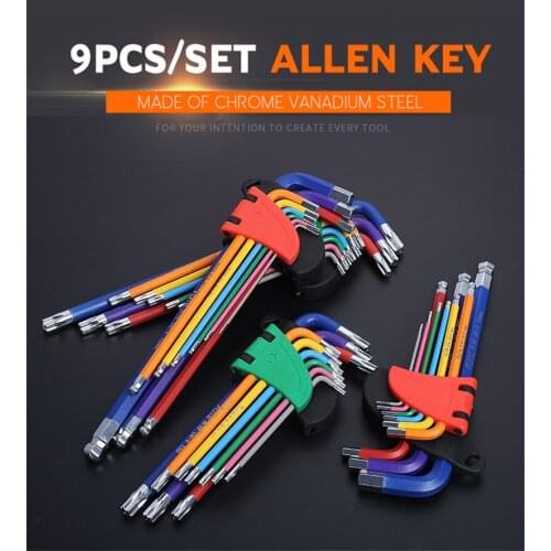 9Pcs Allen Key Set Hex Wrench Screwdriver Set Hexagon Spanner Universal Ball End Torx Star Keys Tool L Type Hand Tools Kit