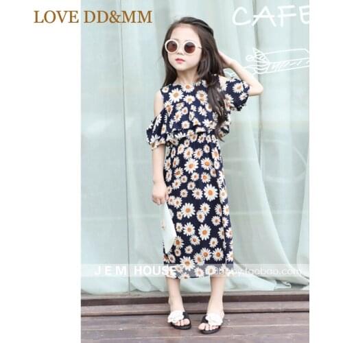 LOVE DD&MM Girls Clothing Dresses Summer New Girls Flowers Cotton Shoulder Dress Kids Clothes