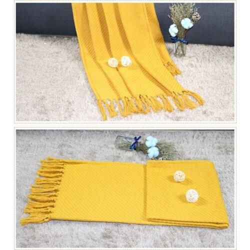 Drop Shipping 70*180cm/70*210cm Yellow Knitted Thread Blanket for Beds Travel Sofa Throw Blankets Air Conditioned Blankets