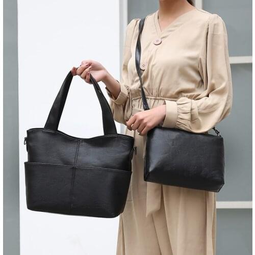SGARR Women PU Leather Handbags High Quality New Ladies Large Capacity Shoulder Tote Bags 2 Pieces Set Crossbody Bags For Women