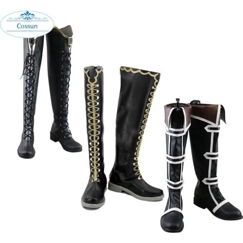 BanG Dream! Roselia Black Minato Yukina Shoes Long Boots Custom Made For Girl Women