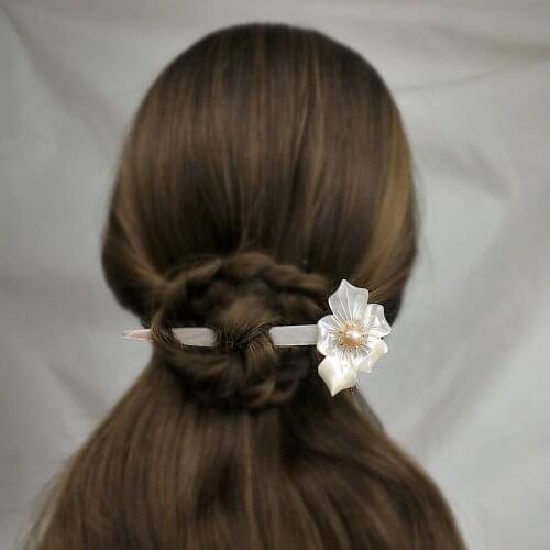 Freshwater Pearl Bridal Hair Pins Jewelry Natural Shell Flower Wedding Hair Stick Pince Femme Bijoux Cheveux Mariage WIGO1412