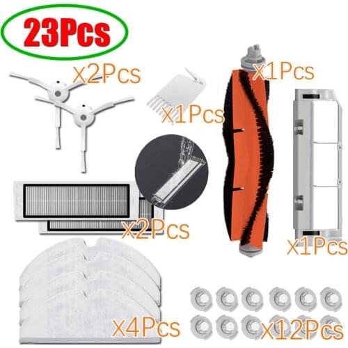 Suitable for Xiaomi Roborock Robot S50 S51 E35 Vacuum Cleaner Spare Parts Kits Mop Cloths Wet filter Side Brush Roll Brush