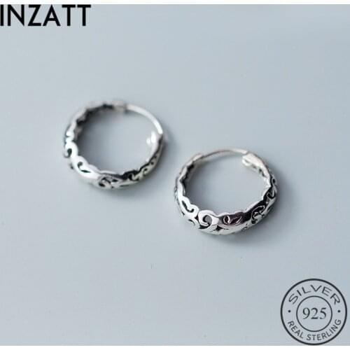 INZATT 100% 925 Sterling Silver Vintage Flower Hoop Earrings For Women Birthday Party Ethnic Fine Jewelry Accessories 2020 GFit