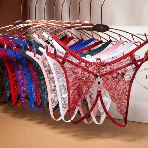 Floral Briefs Lace sexy underwear G-String Thong lingeries lace T-back female temptation open crotch hot sexy ultra-thin