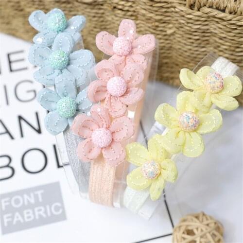 10pcs/Lot Children New Chiffon Flower Girl Toddler Headband Hair Band Headwear Accessories Lace Flower Headband Kids Photo Props