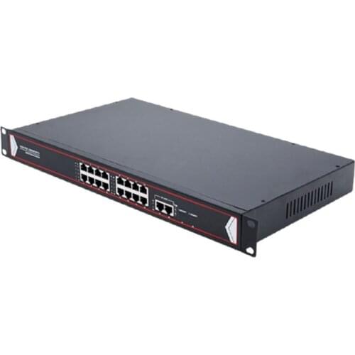 16-port full Gigabit POE powered switch Unmanaged rack mount network monitoring Fibre optic network splitters