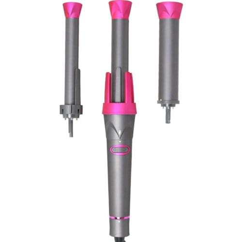 2021 newest pink Different Sizes 3 in 1 hair curler conical curling iron single tube ceramic glaze pear flower cone electric