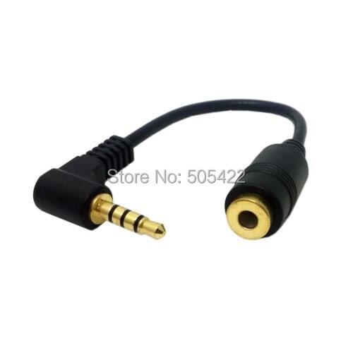 50pcs/lot CTIA to OMTP 3.5mm Audio Stereo Cable 4 pole Male to 4 pole Female 90 degree Wholesale