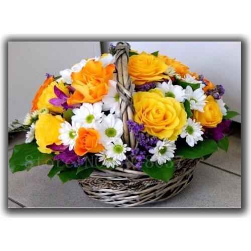 Diamond Mosaic Diy Diamond Embroidery Colorful Flowers The Basket Full Diamond Painting Cross Stitch Rhinestone Home Decorations