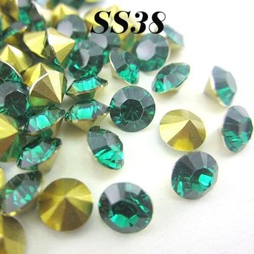 Free shipping fashion,new 72pcs/bag SS34 deep green color shiny Resin rhinestones Pointback for DIY decoration