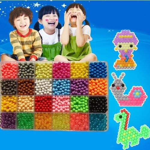 24 Color 6000Pcs 5mm Water Spray Perlen Magic Beads Children 3D Puzzle Toys Water Spray Beads Educational Kids Hama Beads Toys